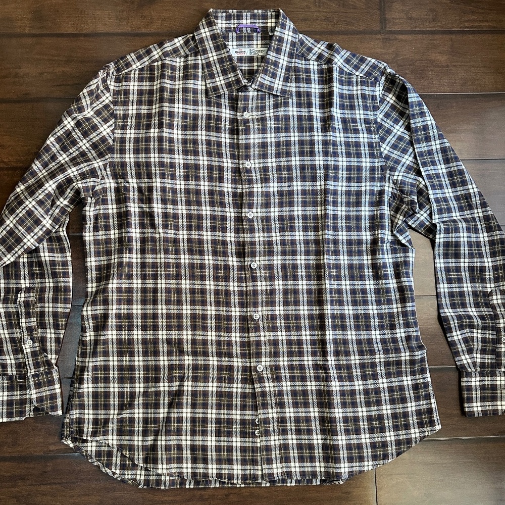 Mason's Italy Massimo Bertelli Men's Plaid Long Sleeve Shirt XXL
